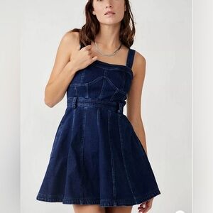 Free People Corset Denim Mini Dress | Retro 90s Y2K Vibes XS